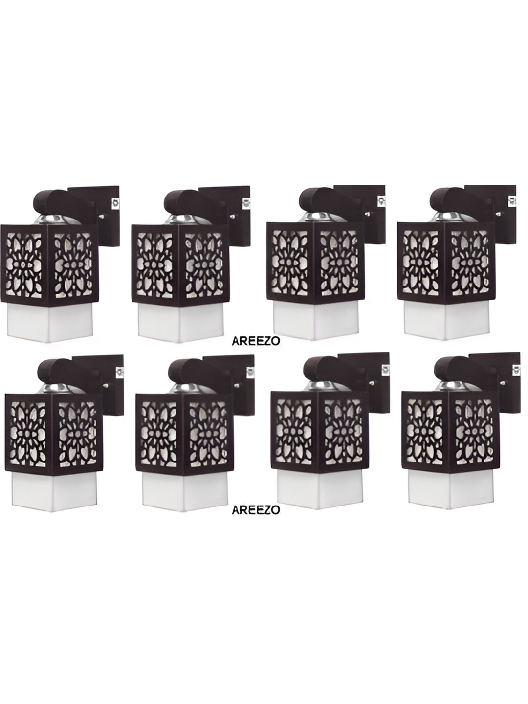Areezo Brown 8 Pieces Wooden Square Shaped Wall Lamp