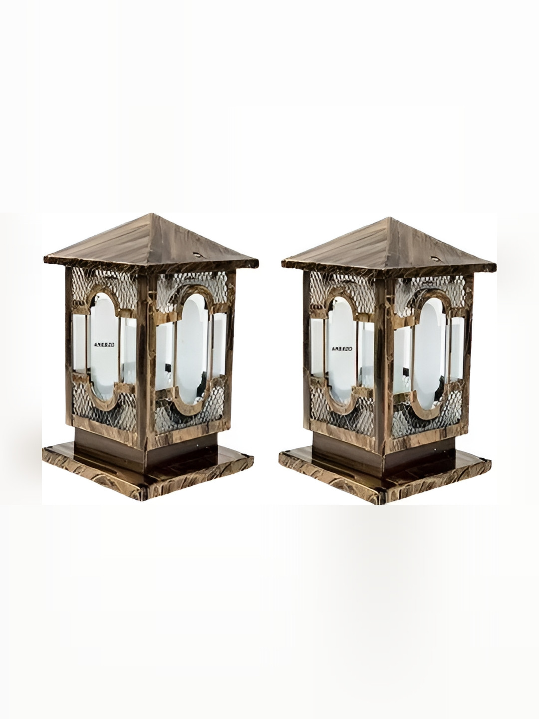 Areezo 2-pcs Brown Textured Outdoor Gate Lamp