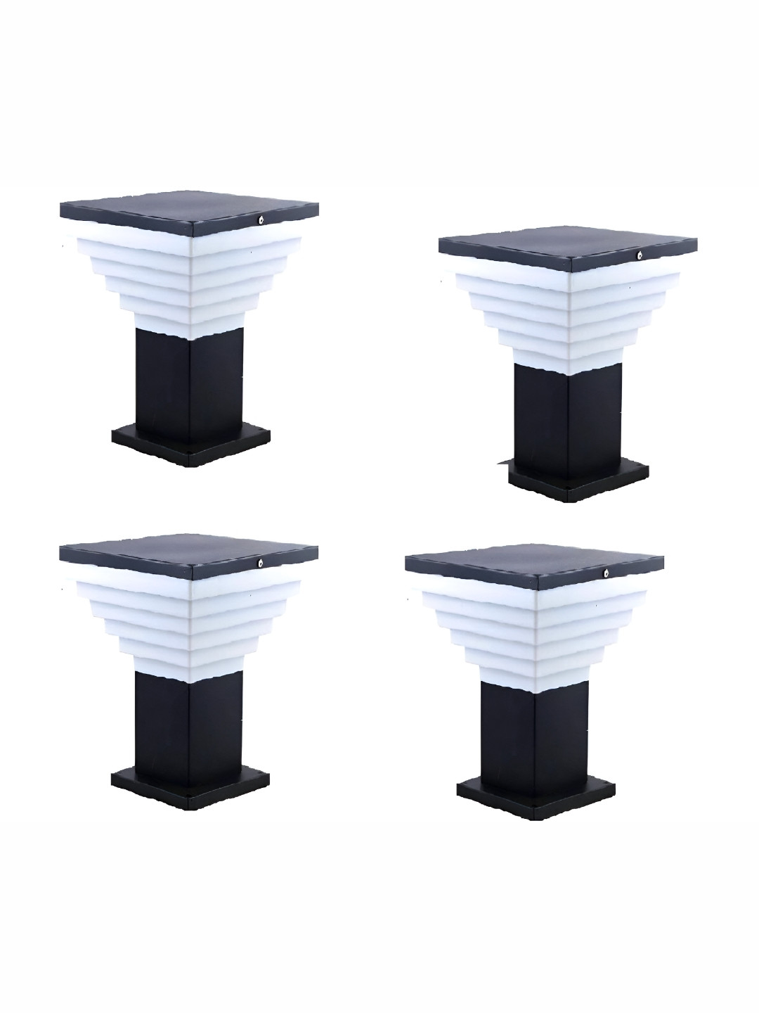 Areezo 4-pcs Black & White Textured Outdoor Gate Lamps