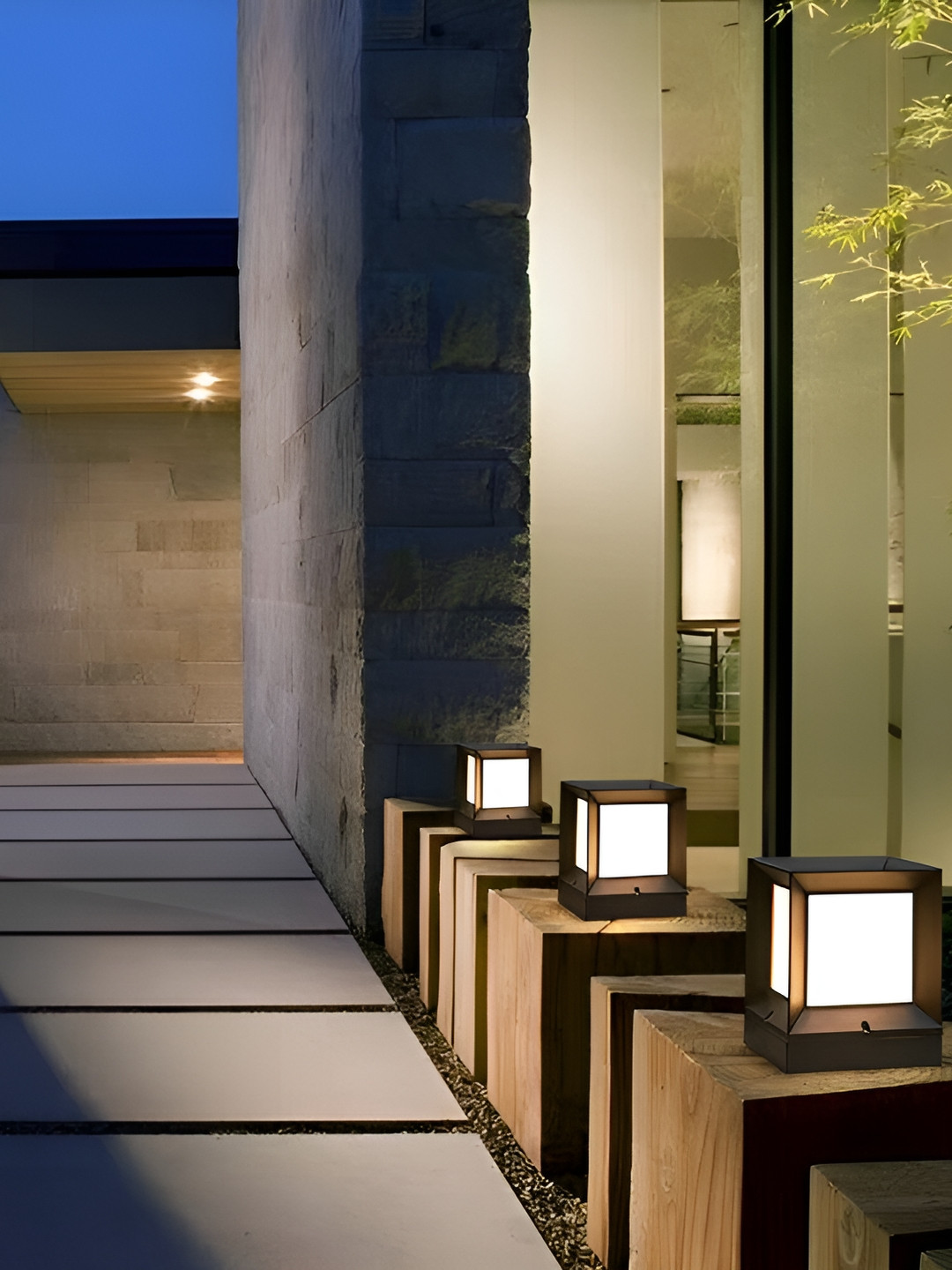 Areezo 3-pcs Black & White Outdoor Waterproof Gate Lamps