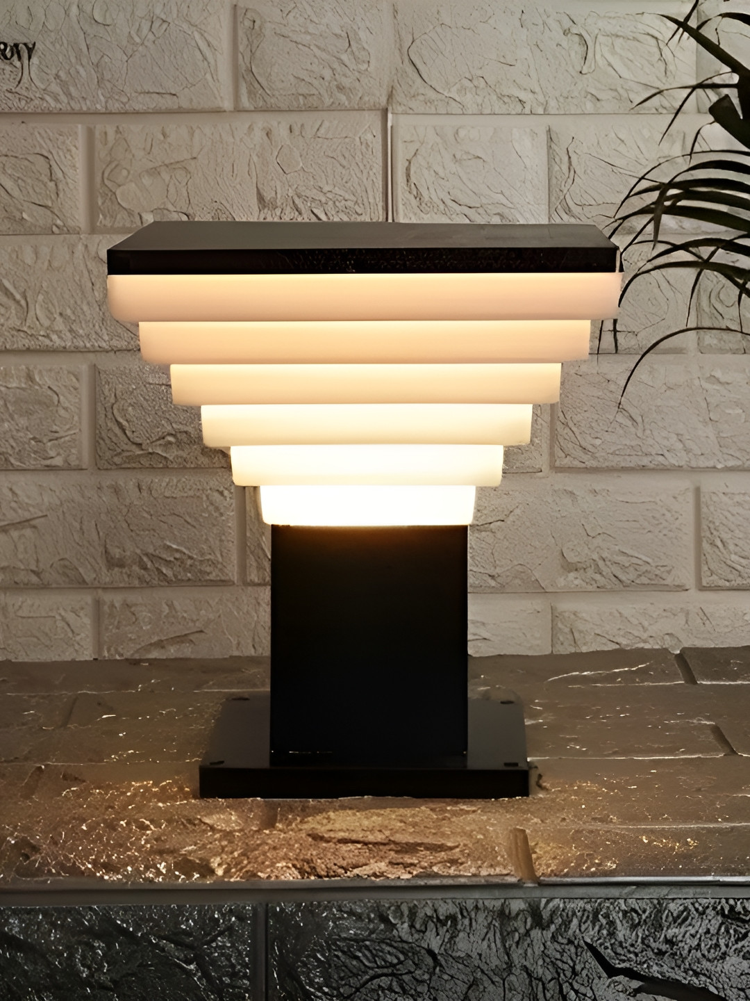 Areezo Black & White Textured Outdoor Gate Lamp