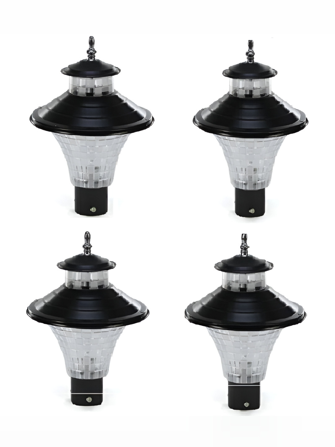 Areezo 4-pcs Black Outdoor Gate Lamps