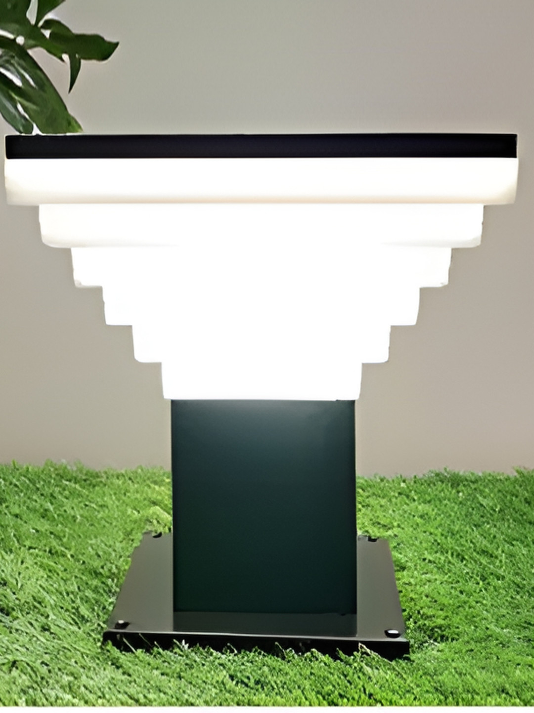 Areezo 3-pcs Black & White Textured Outdoor Gate Lamp