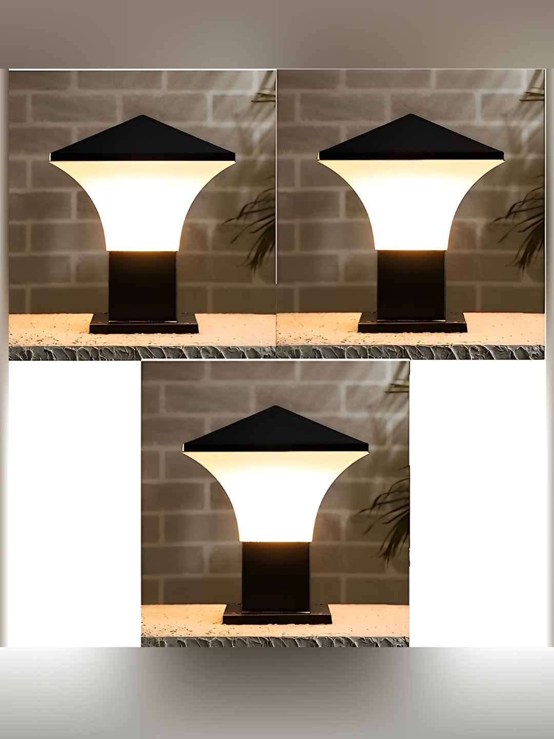 Areezo 3-pcs Black & White Outdoor Gate Lamps