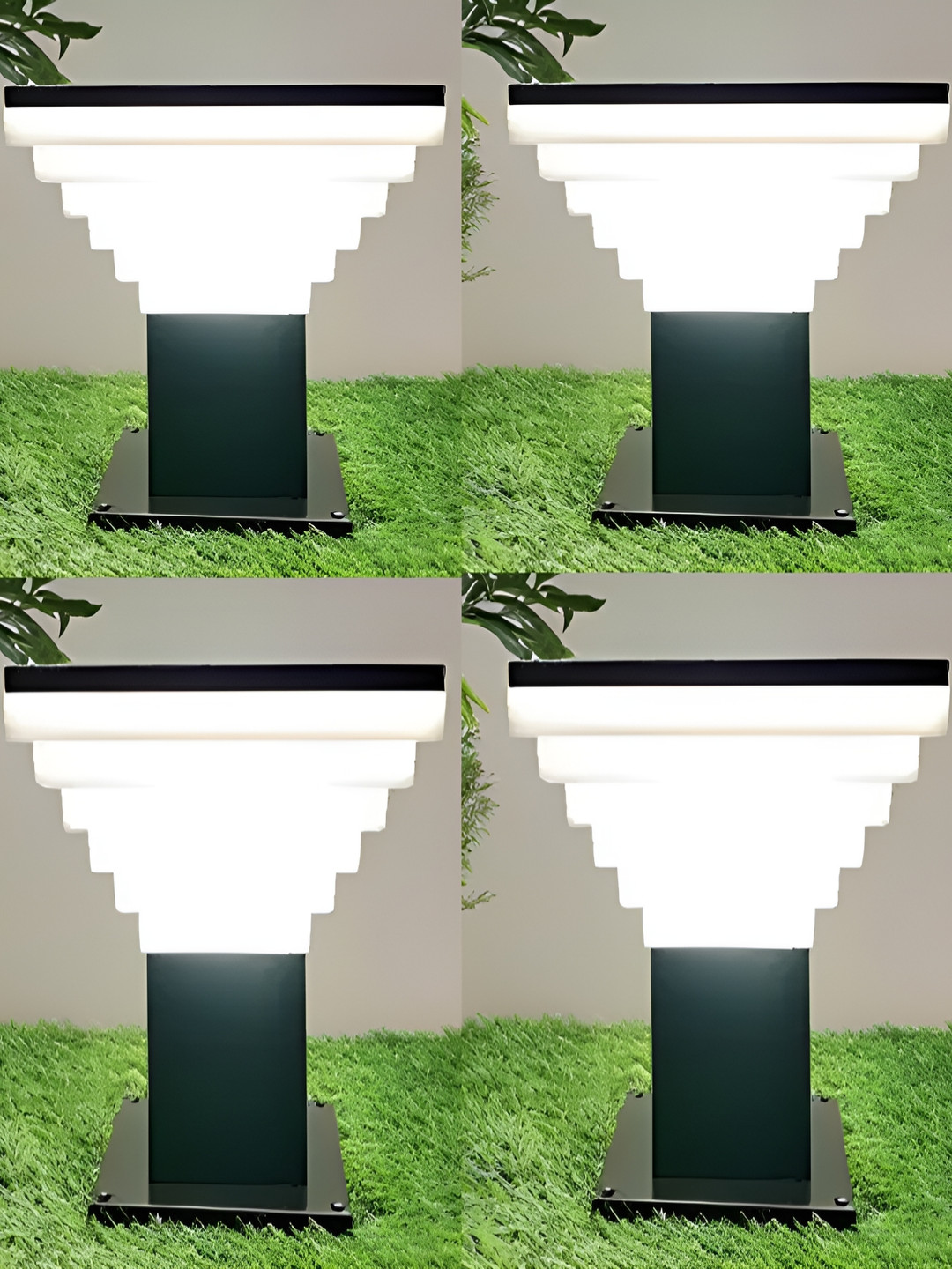 Areezo 4-pcs Black Textured Outdoor Gate Lamps