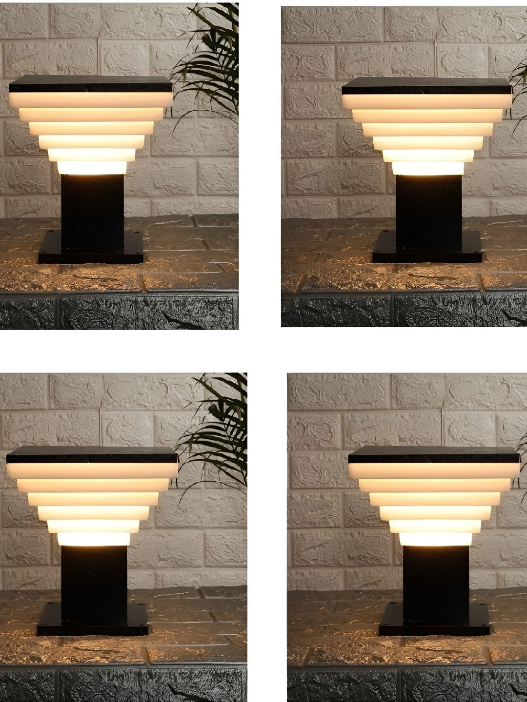 Areezo Black & White 4 Pieces Waterproof Gate Light Outdoor Lamps