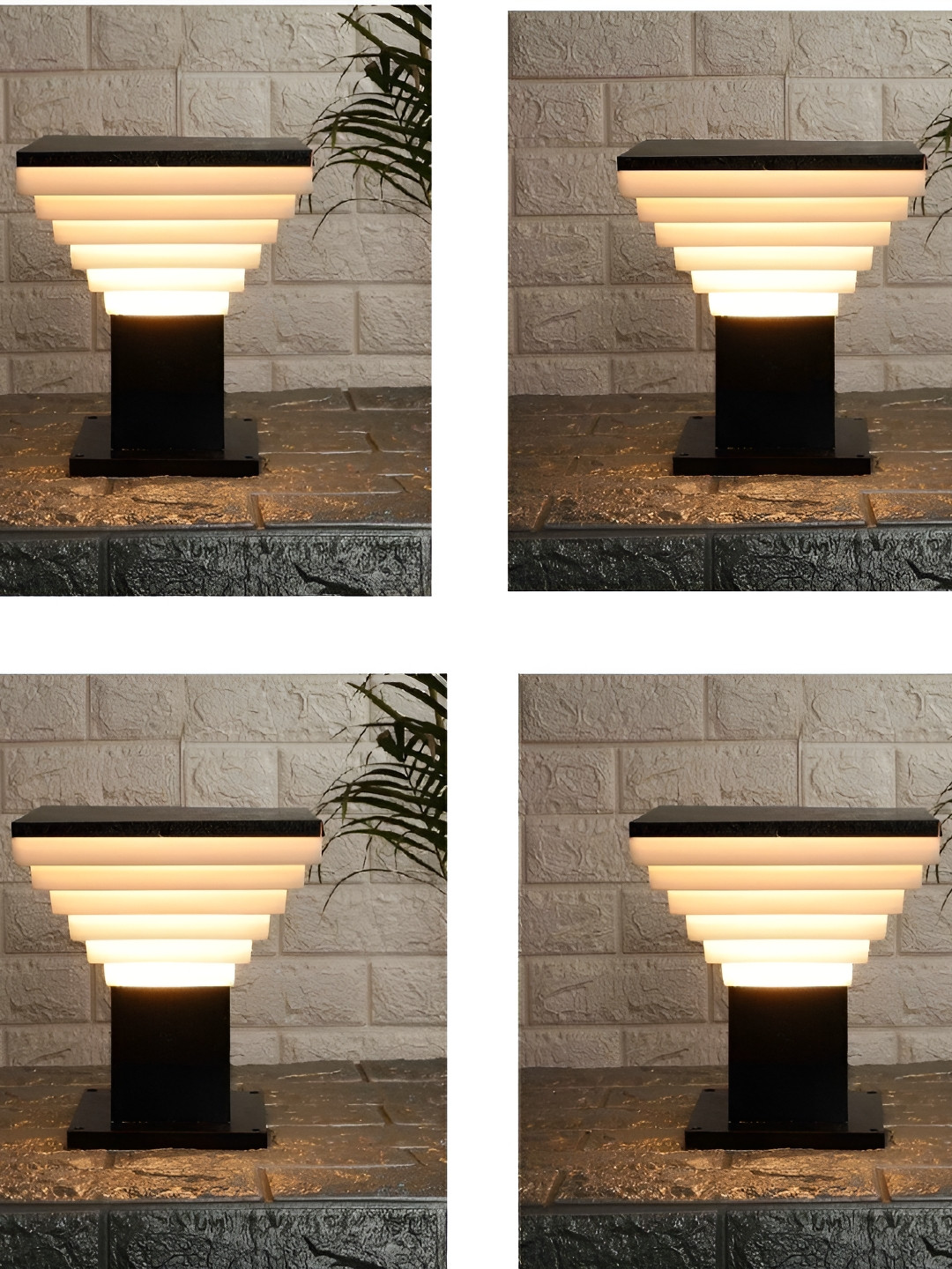 Areezo 4-pcs Black & White Outdoor Waterproof Gate Lamps