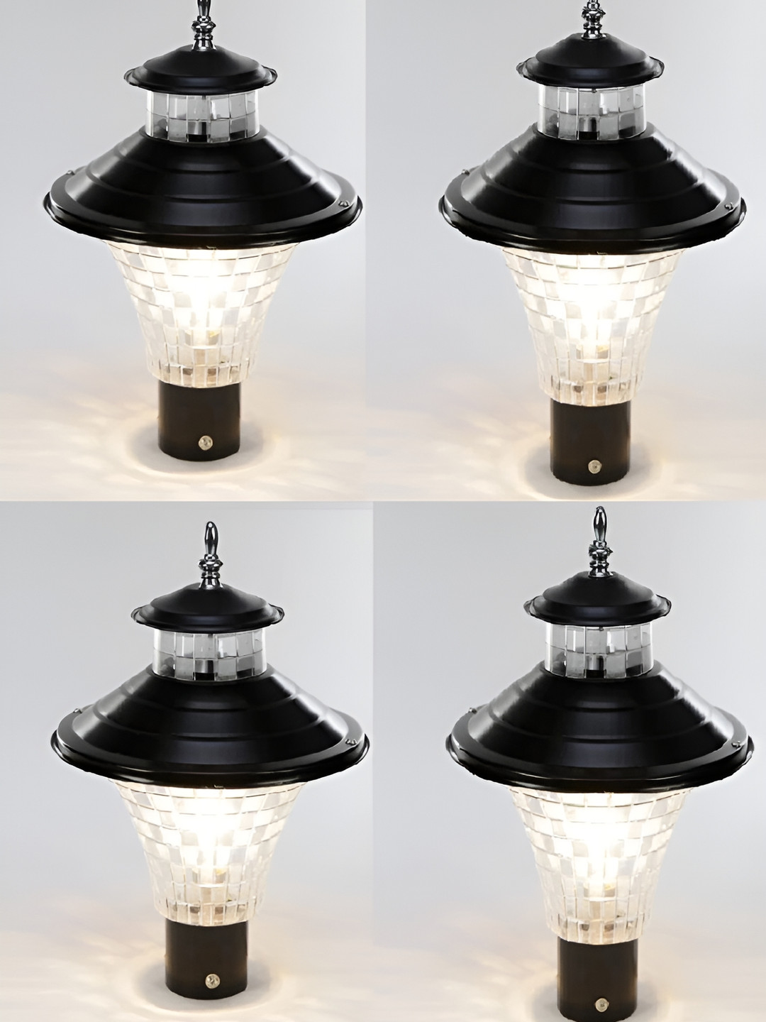 Areezo 4-pcs Black Outdoor Gate Lamps