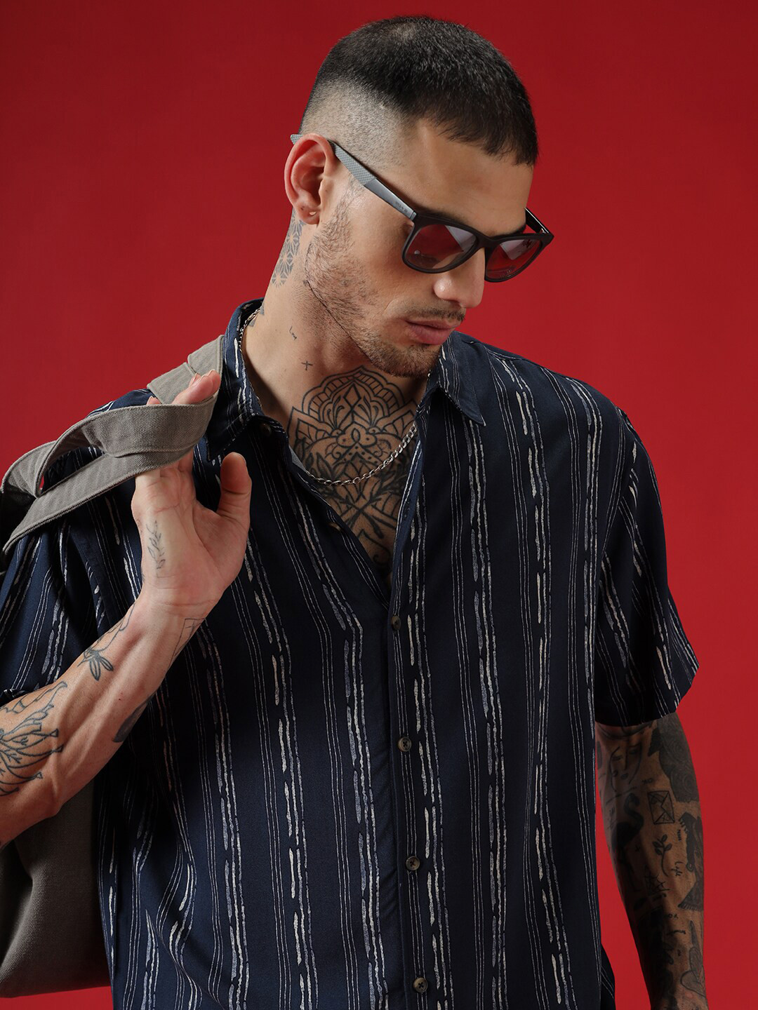 WROGN Comfort Vertical Stripes Opaque Acrylic Casual Shirt