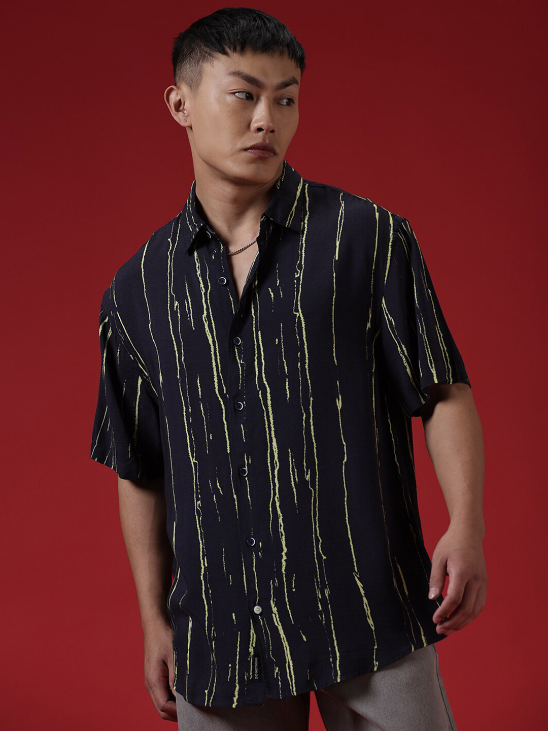 WROGN Comfort Vertical Stripes Opaque Acrylic Casual Shirt