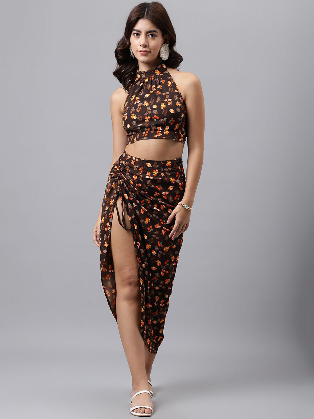 TRYMISFIT Printed Top With Ruched Skirt