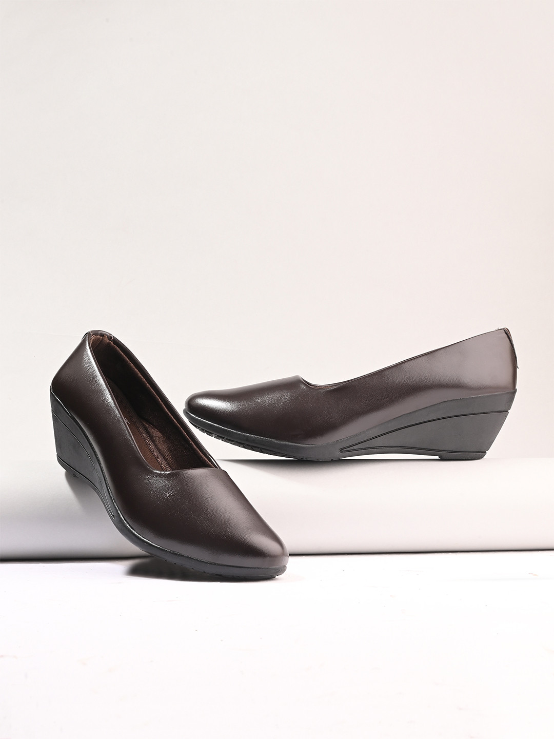 KARADDI Women Pointed Toe Wedge Heeled Pumps