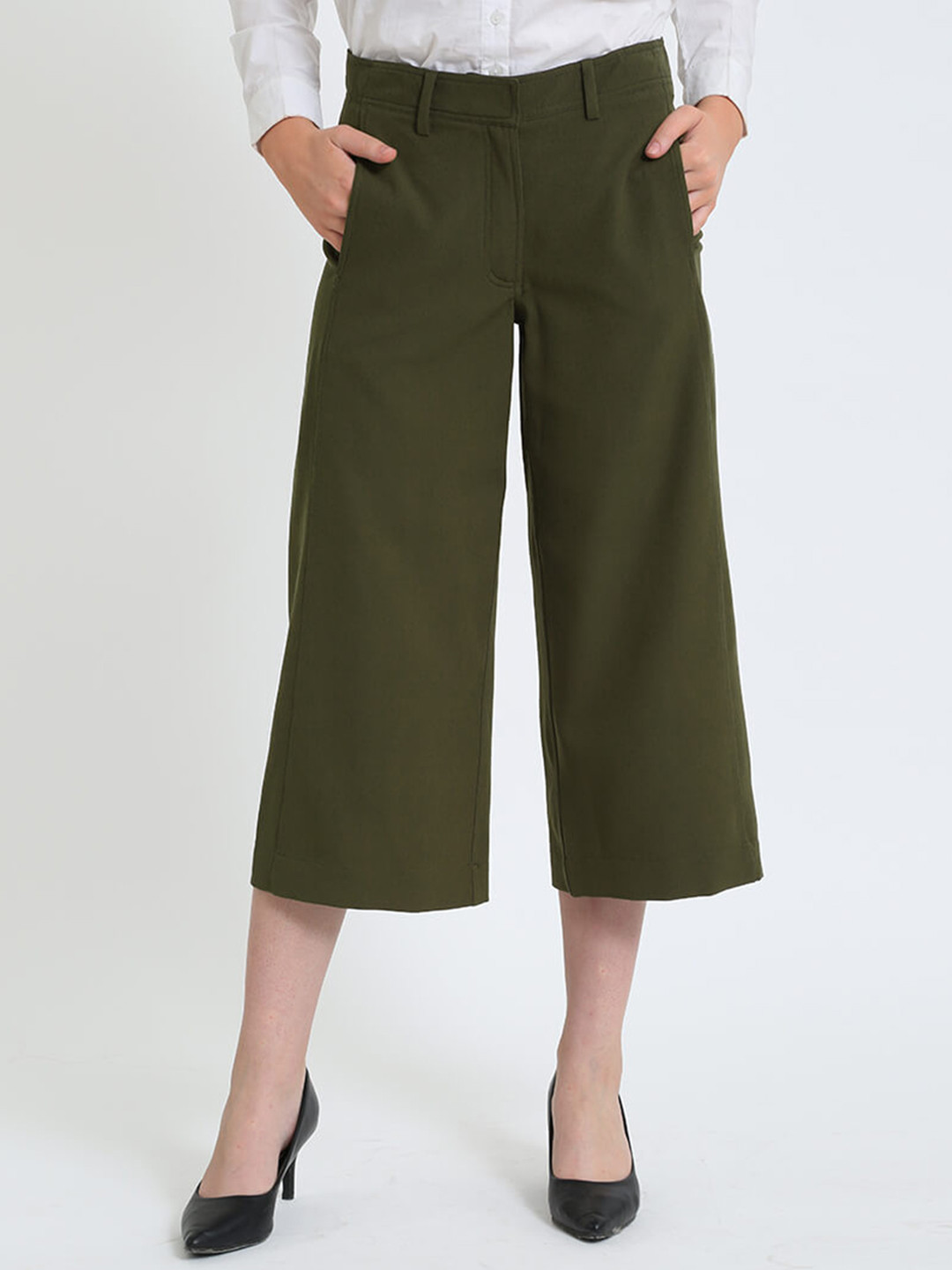 SALT ATTIRE Women Tailored Slim Fit Wrinkle Free Culottes Trouser