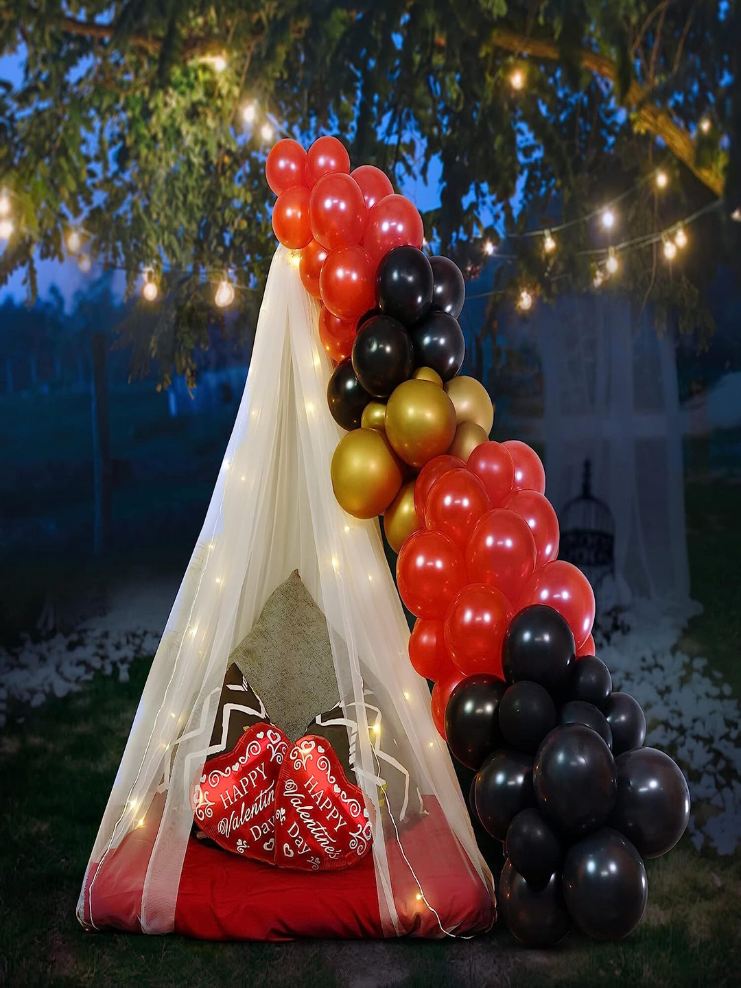 Special You Red & Black Valentines Day Decorative Balloons With Curtains