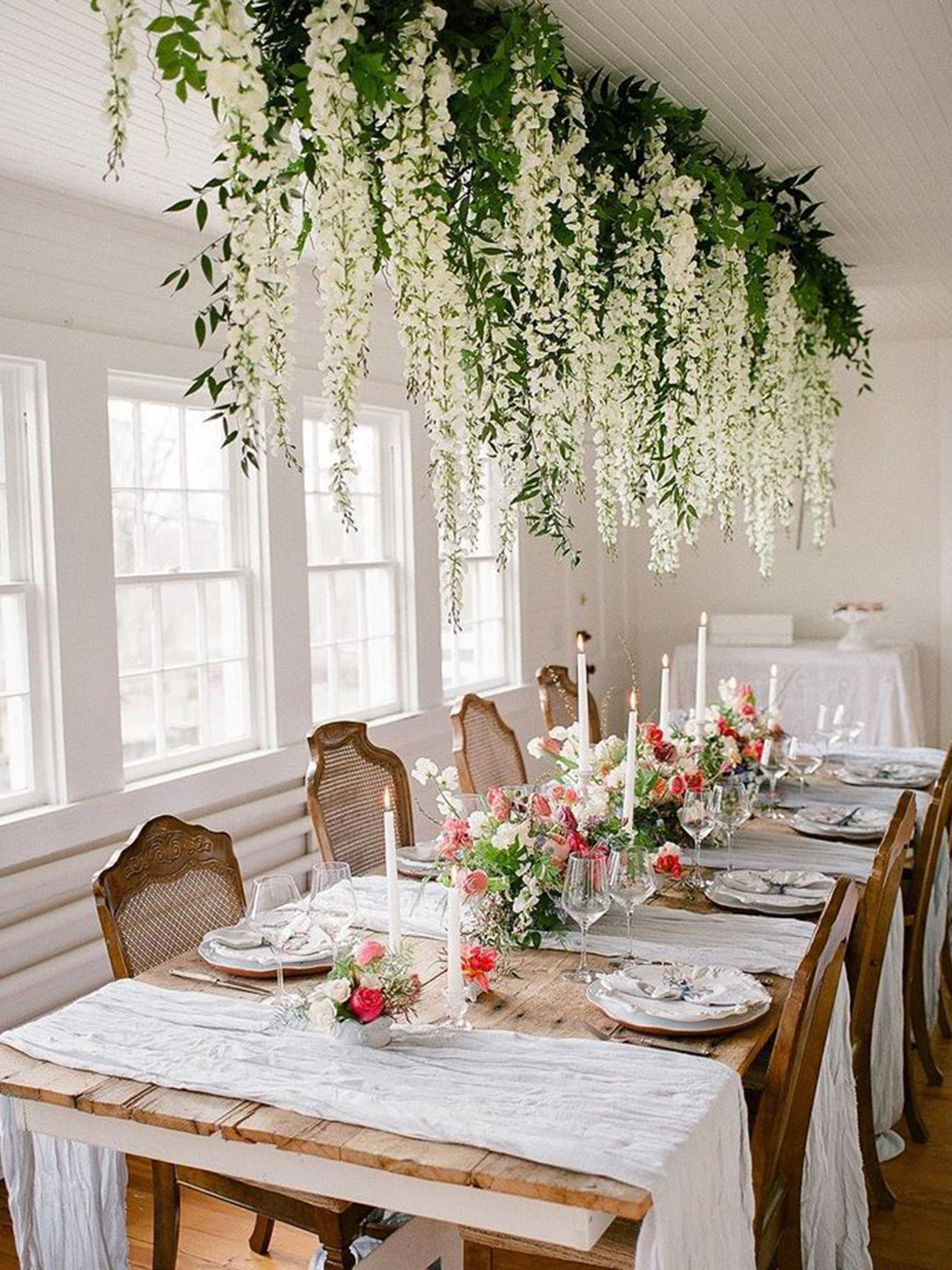 Special You Cream Green 12 Pieces Wisteria Hanging Artificial Flower