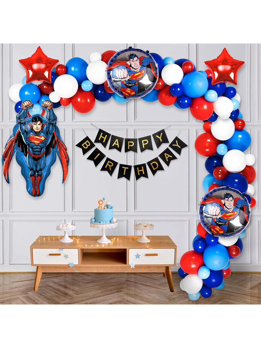 Special You 44-Pcs Blue & Red Super Man Theme Happy Birthday DIY kit