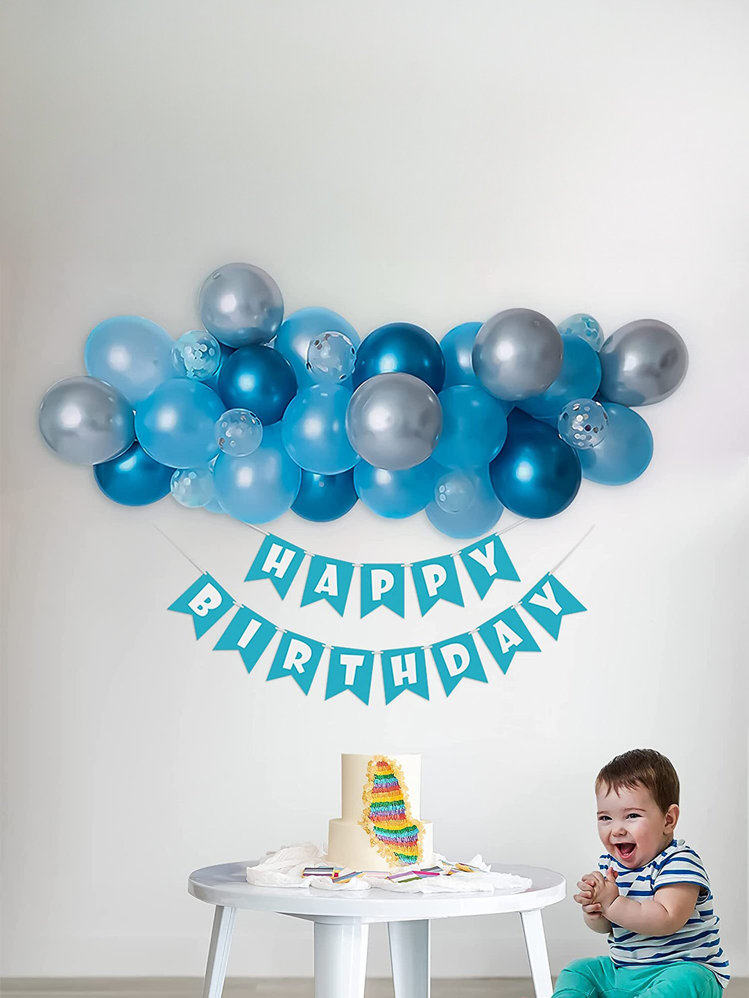 Special You Blue & Grey 53 Pieces Balloons Decoration Items