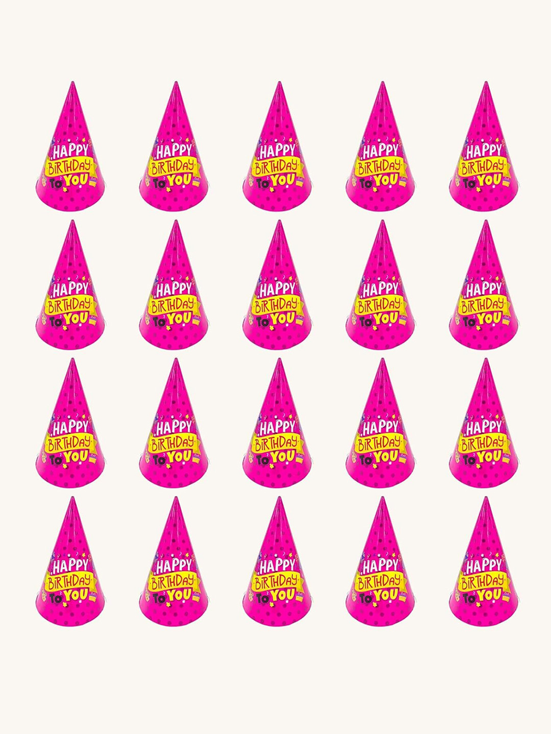 Special You Pink & Yellow 20 Pieces Printed Birthday Caps