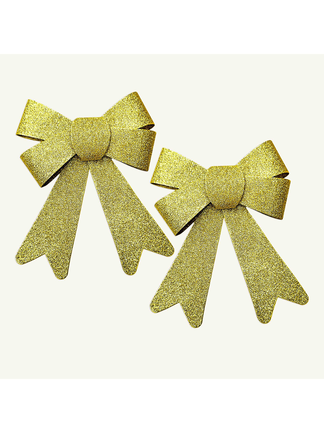 Special You Gold Toned 2 Pieces Christmas Decorations Glitter Ribbon Bow