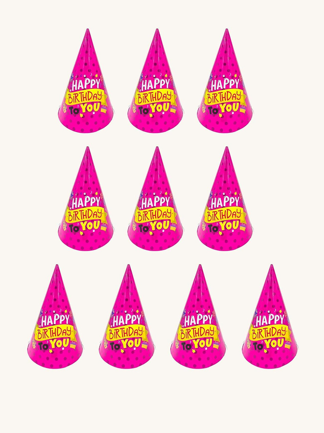 Special You Kids 10 Pieces Pink & Yellow Printed Birthday Caps