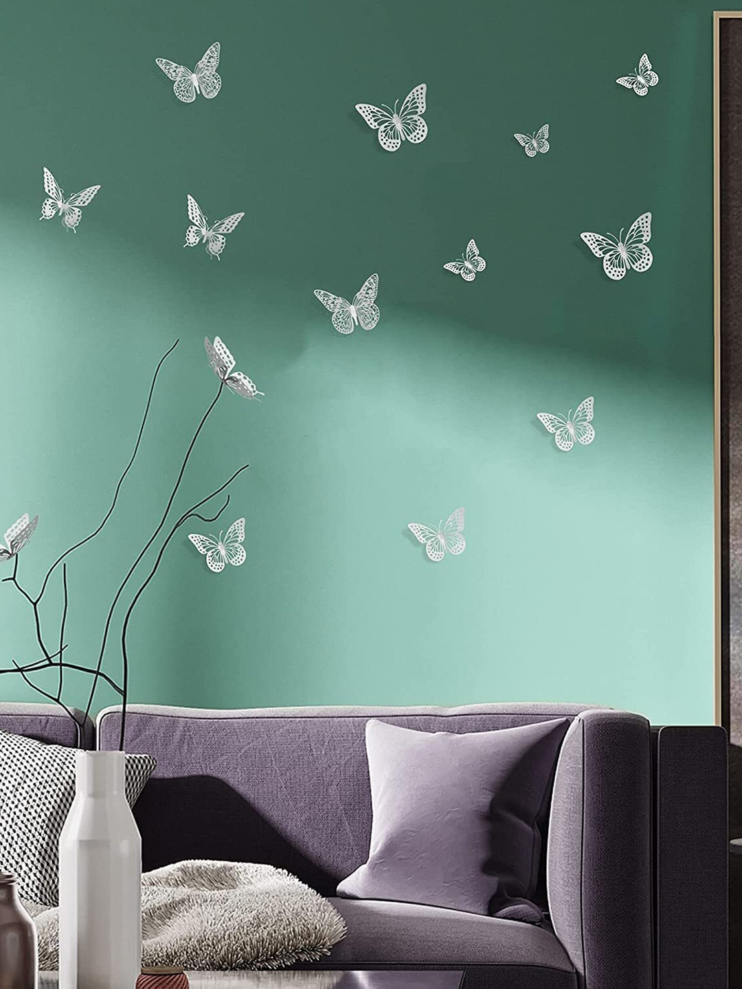 Special You Grey 24Pcs 3D Butterflies Wall Stickers