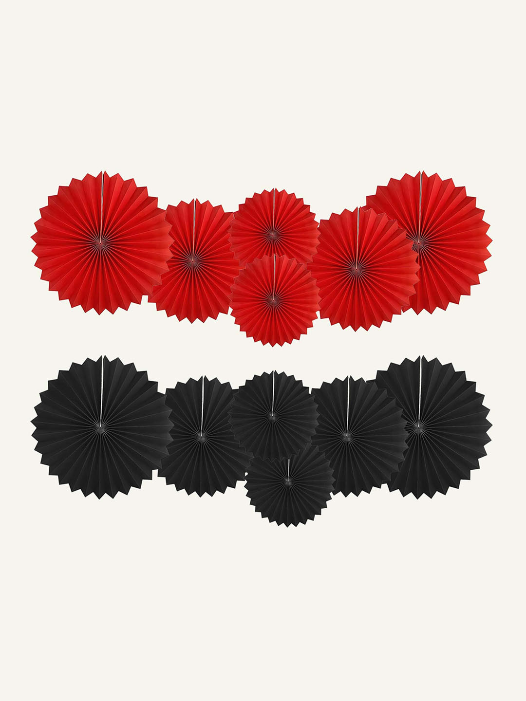 Special You Black & Red 12 Pcs Paper Fan Festive Decor