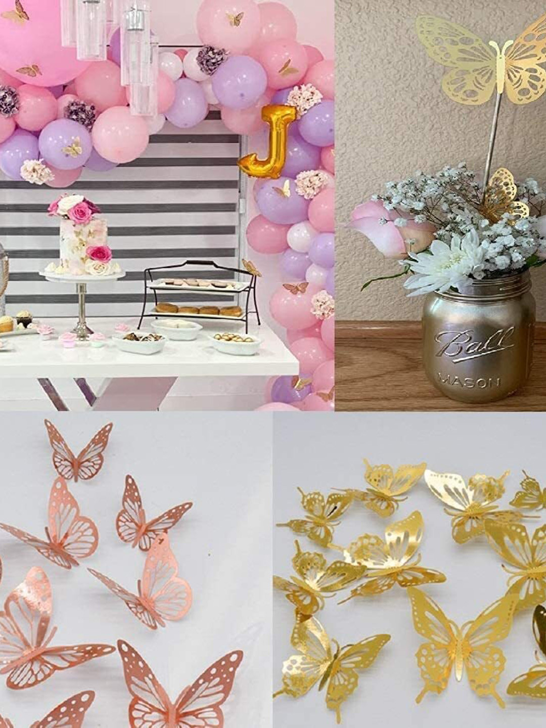 Special You 24-Pcs Gold-Coloured Butterfly Wall Stickers