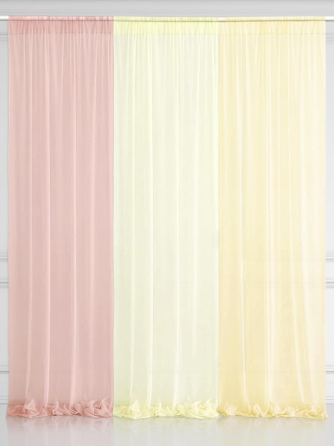 Special You Pink & Yellow 3 Pieces Long Curtains