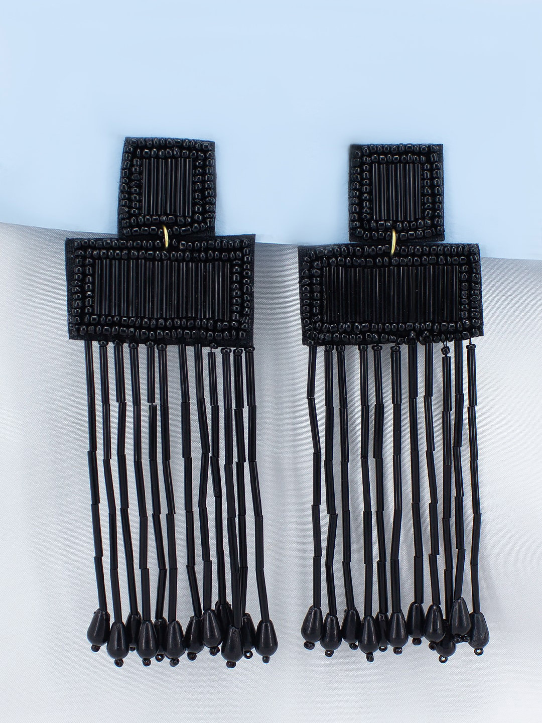 PRIVIU Beaded Square Shaped Drop Earrings