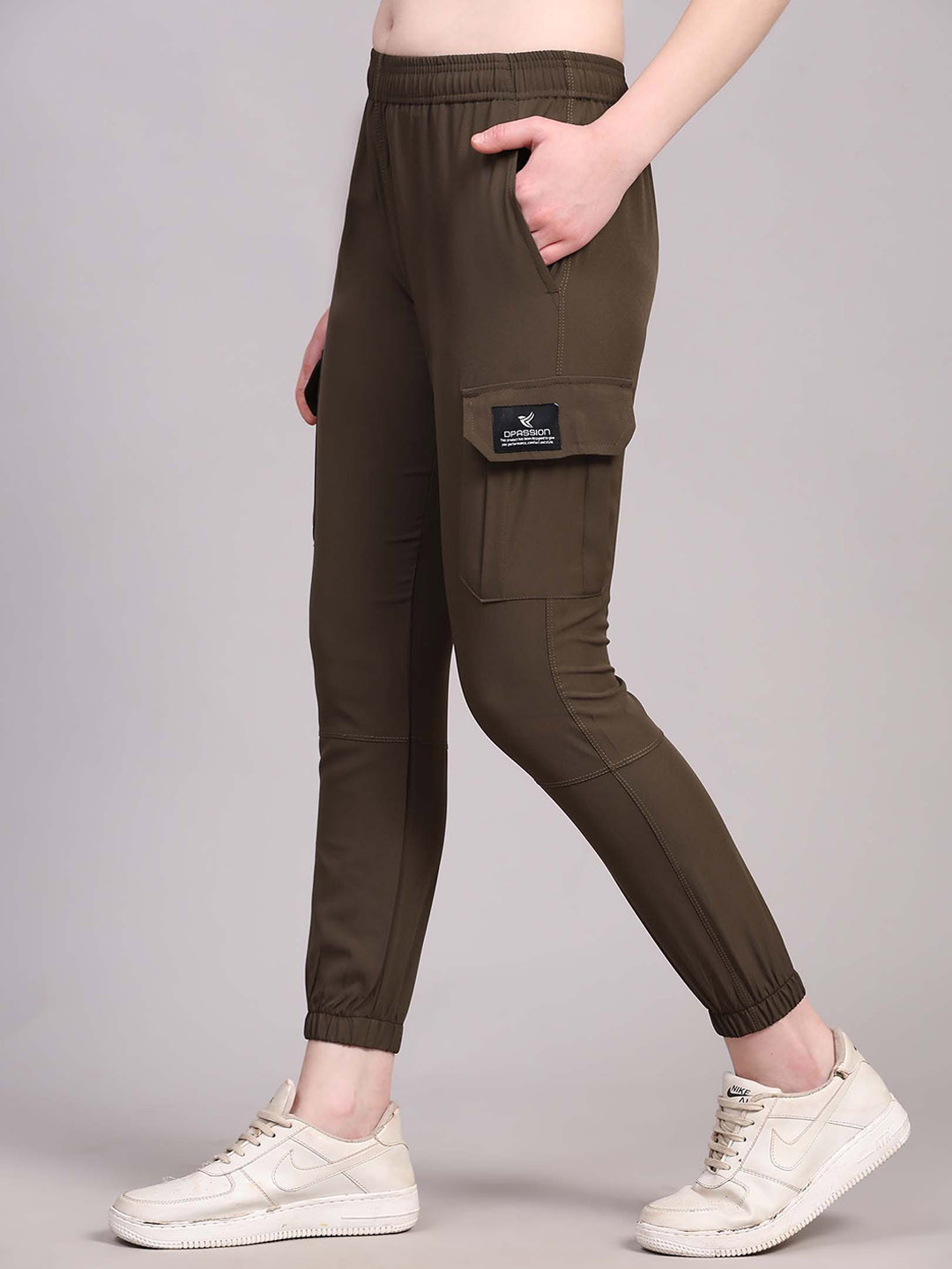 Dpassion Women Mid-Rise Running Cargo Sports Joggers