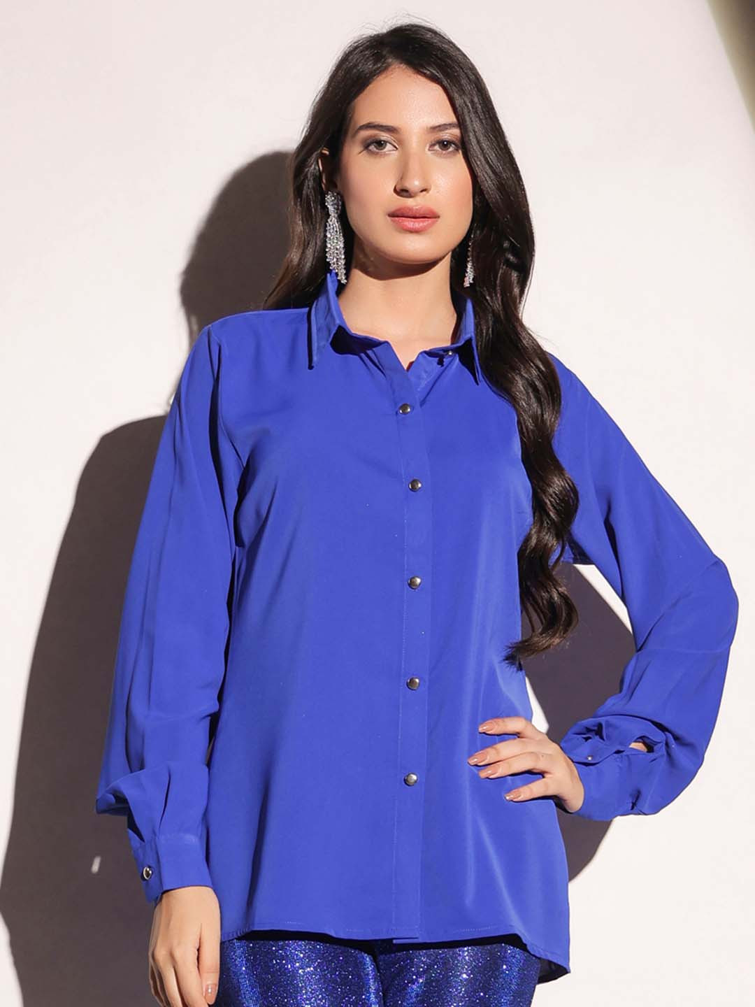 B'Infinite Cuffed Sleeves Shirt Style Top