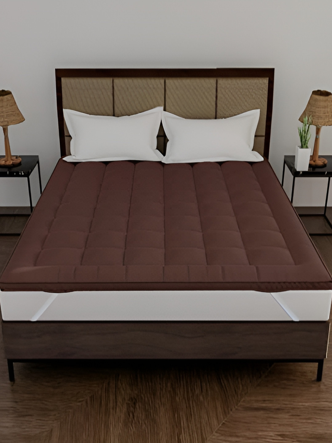 Comfowell Brown Cotton Mattress Topper King Size Waterproof Mattress Cover