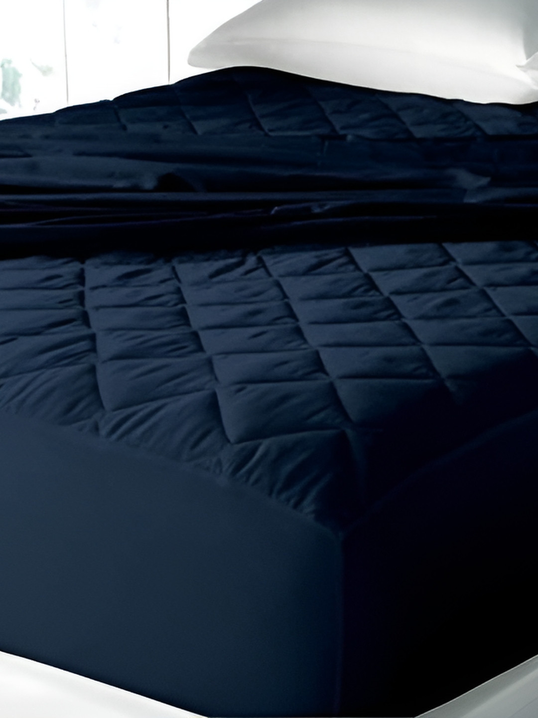 Comfowell Blue Cotton Fitted Double Size Water Resistant Mattress Protector