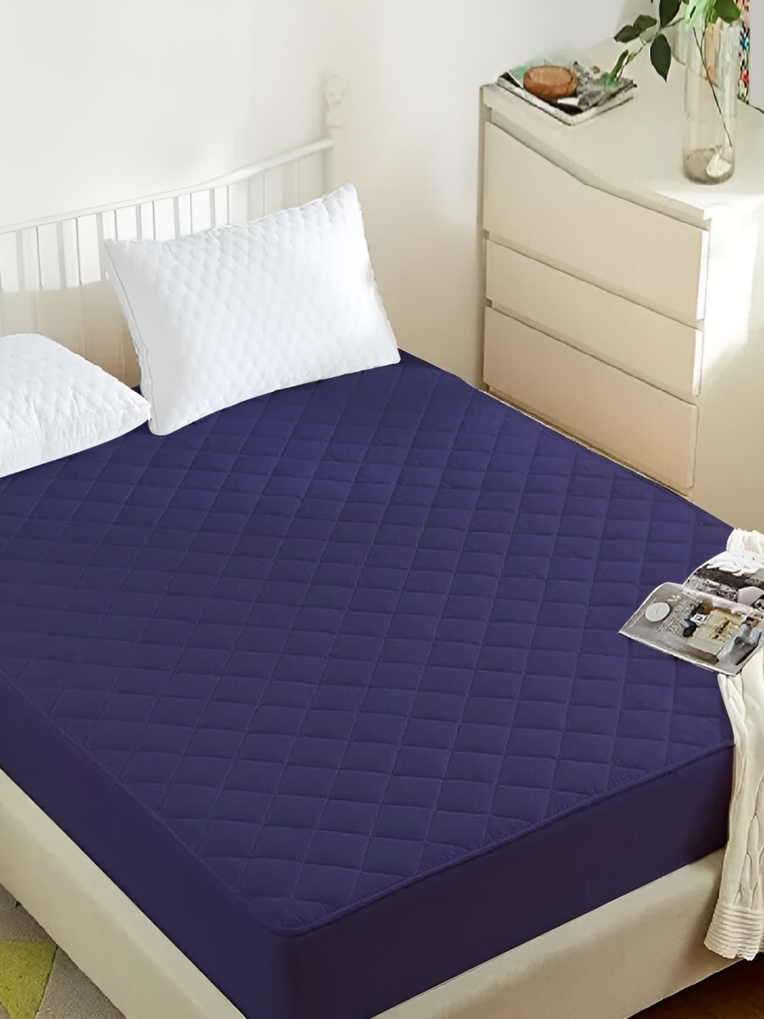 Comfowell Blue Fitted King Size Waterproof Mattress Cover