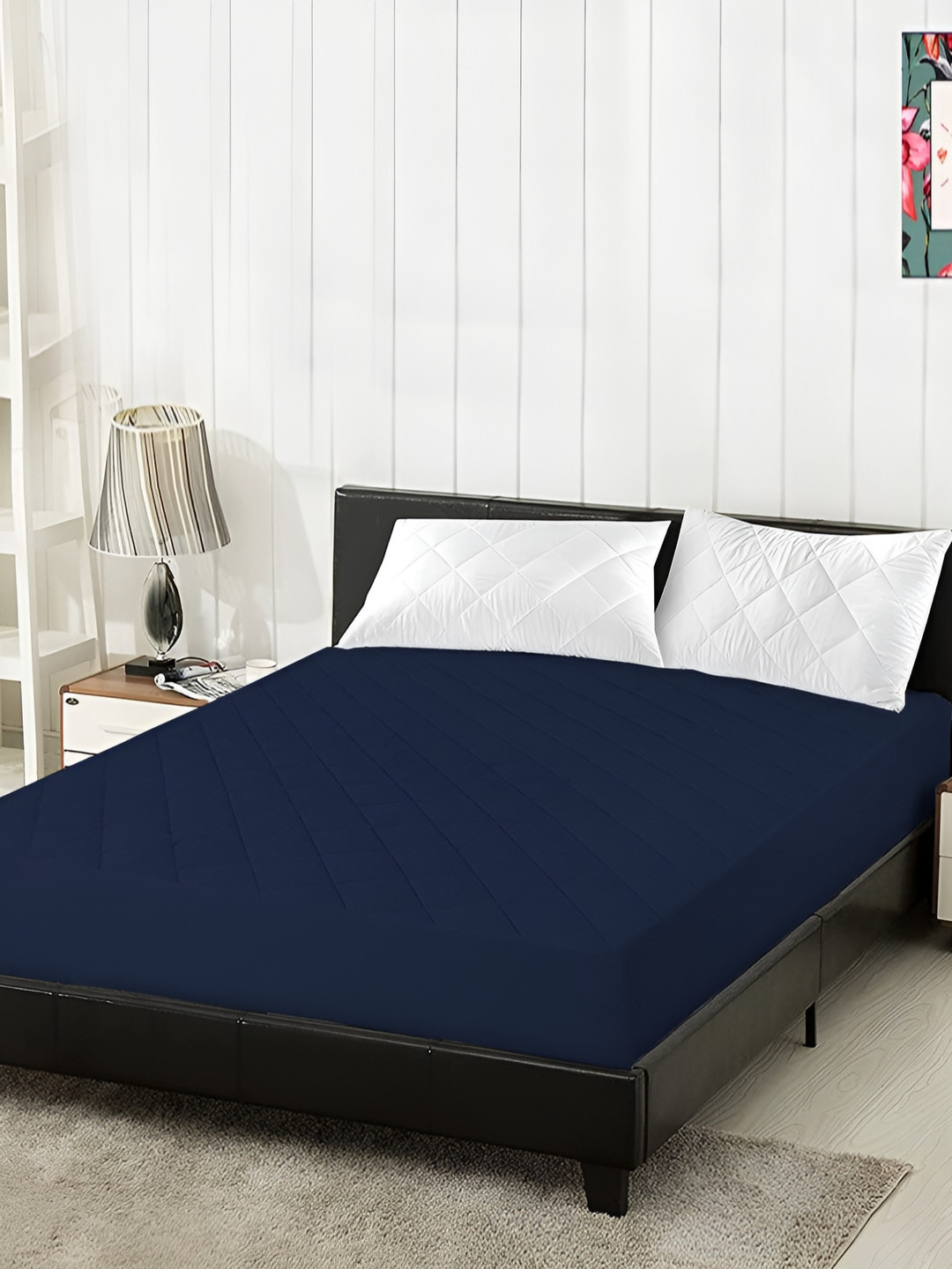 Comfowell Blue Fitted Double Size Waterproof Mattress Cover