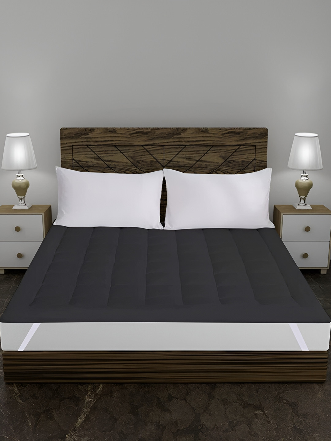 Comfowell Black Cotton Topper King Size Waterproof Mattress Cover