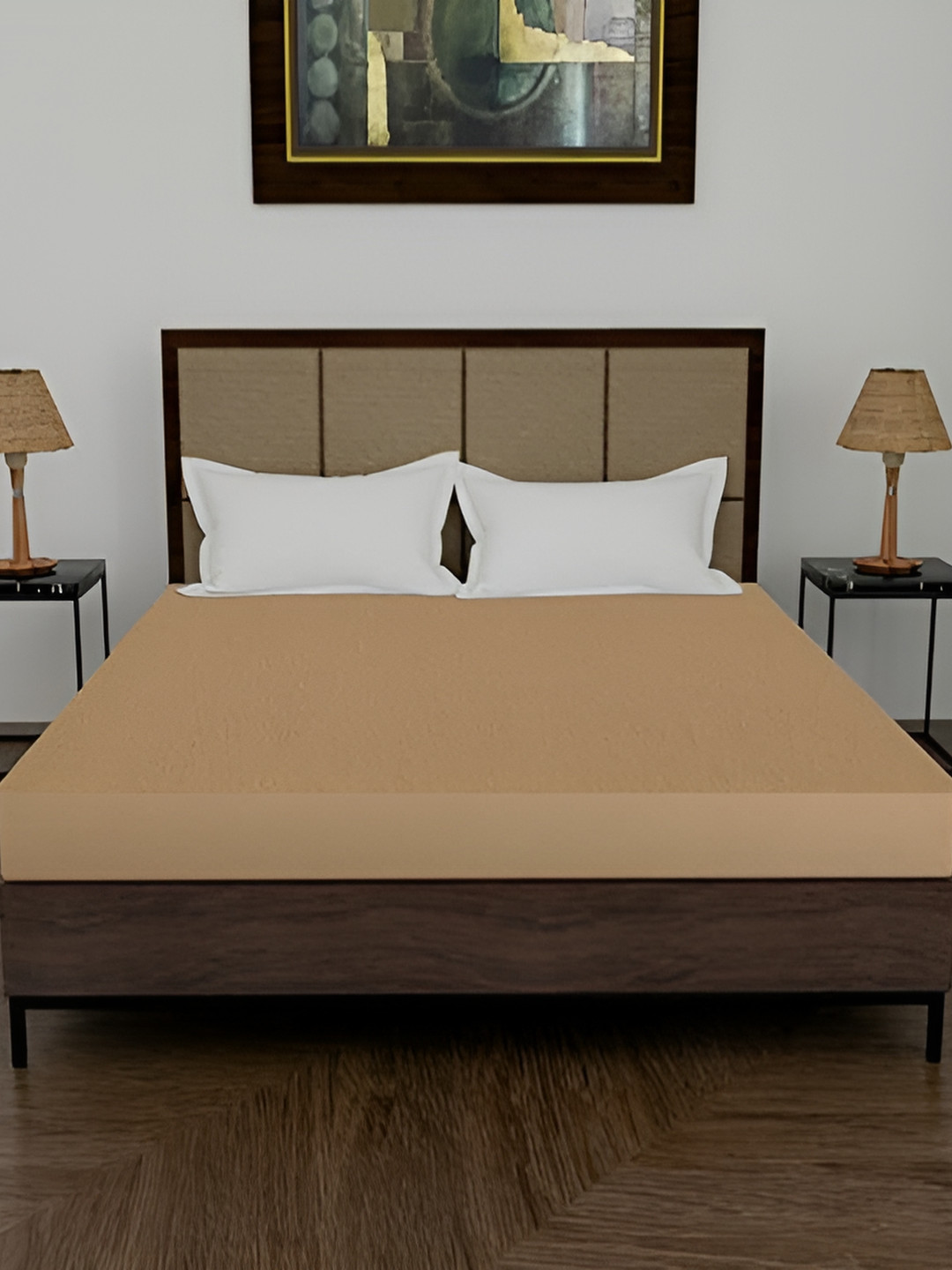 Comfowell Beige Fitted Double Size Cotton Water Resistant Mattress Protector