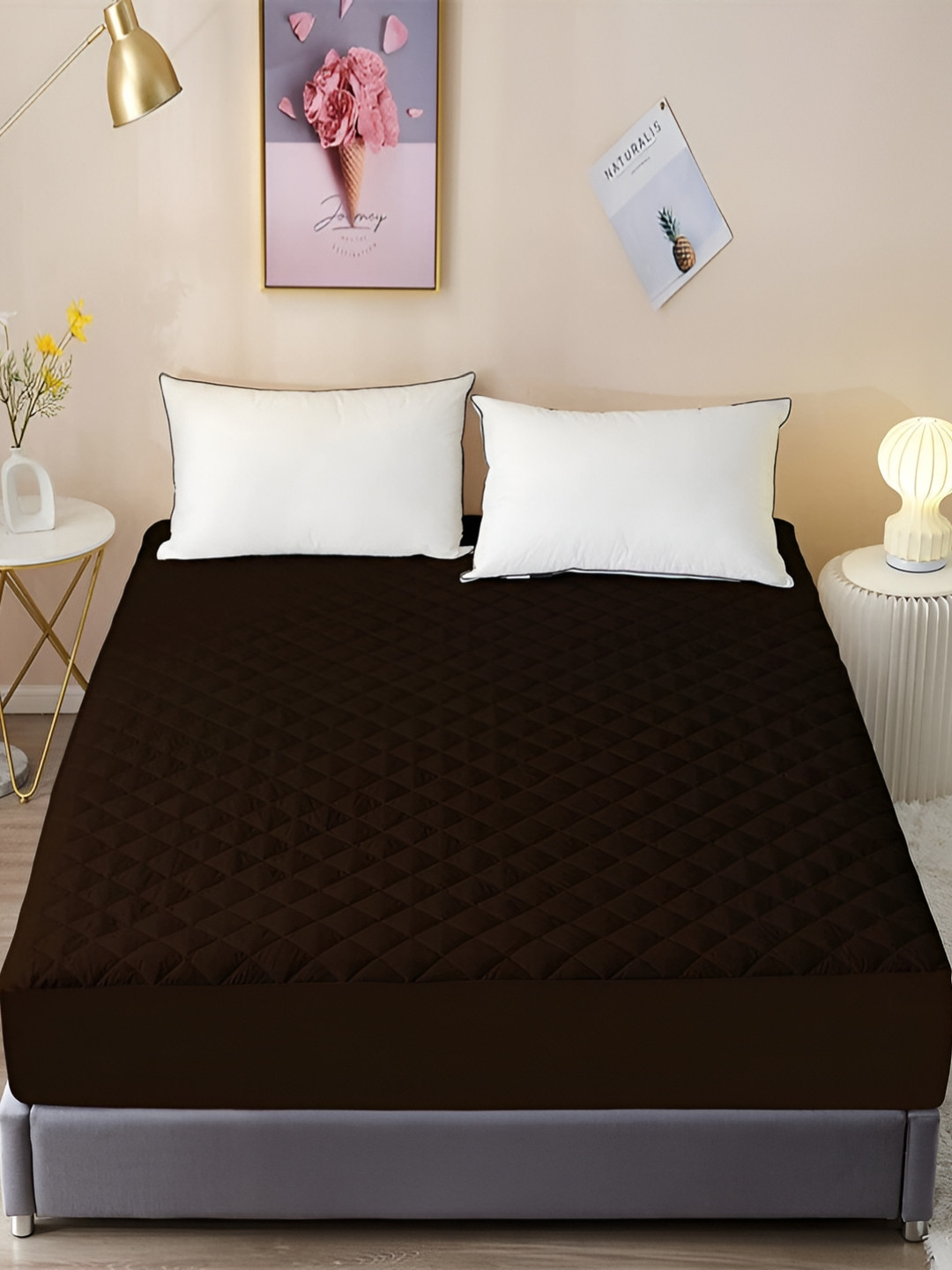 Comfowell Brown Fitted King Size Water Resistant Mattress Protector