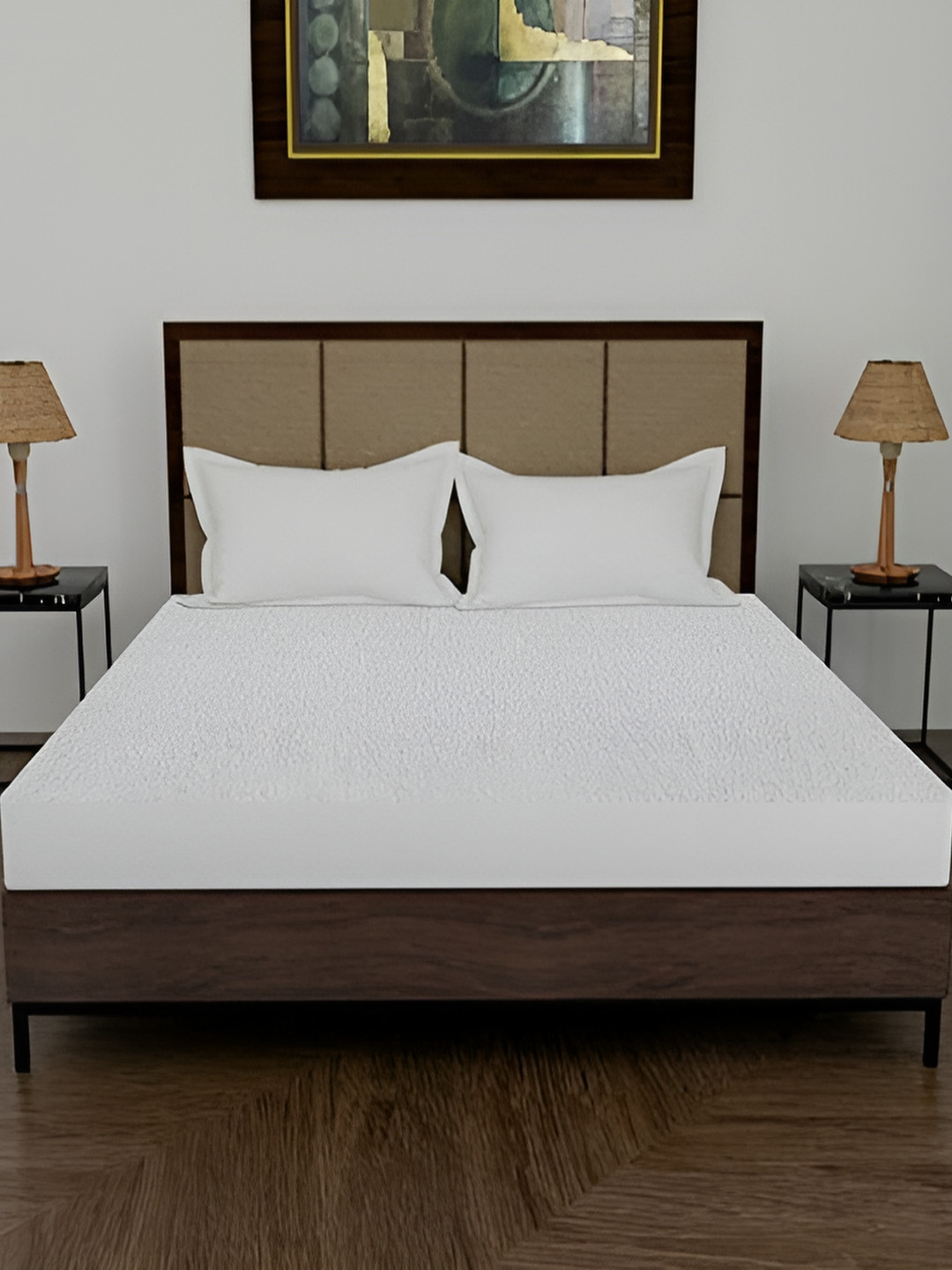 Comfowell White Fitted Cotton Queen Water Resistant Mattress Protector