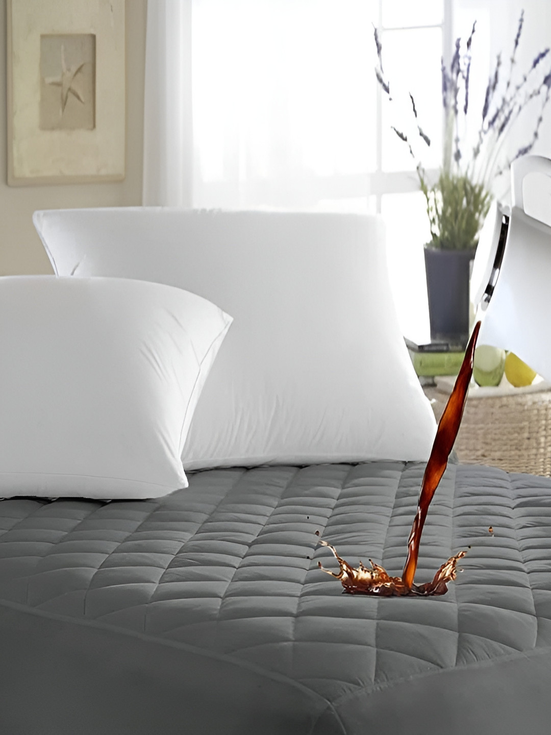 Comfowell Grey Fitted King Size Waterproof Mattress Cover