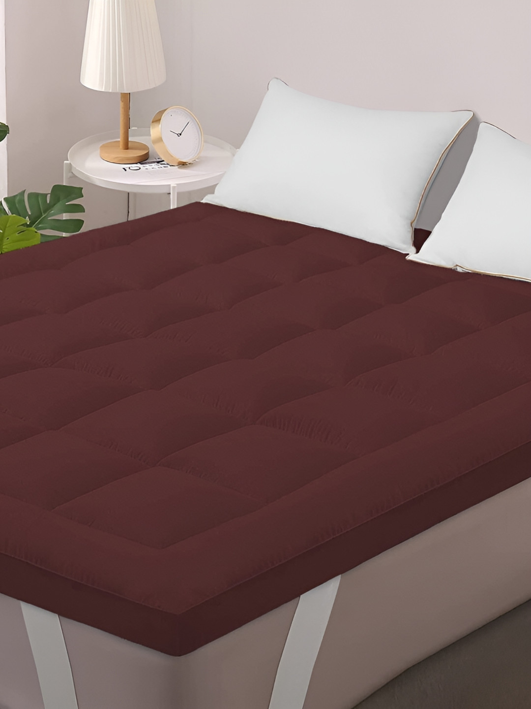 Comfowell Maroon Cotton Mattress Topper Queen Size Waterproof Mattress Cover