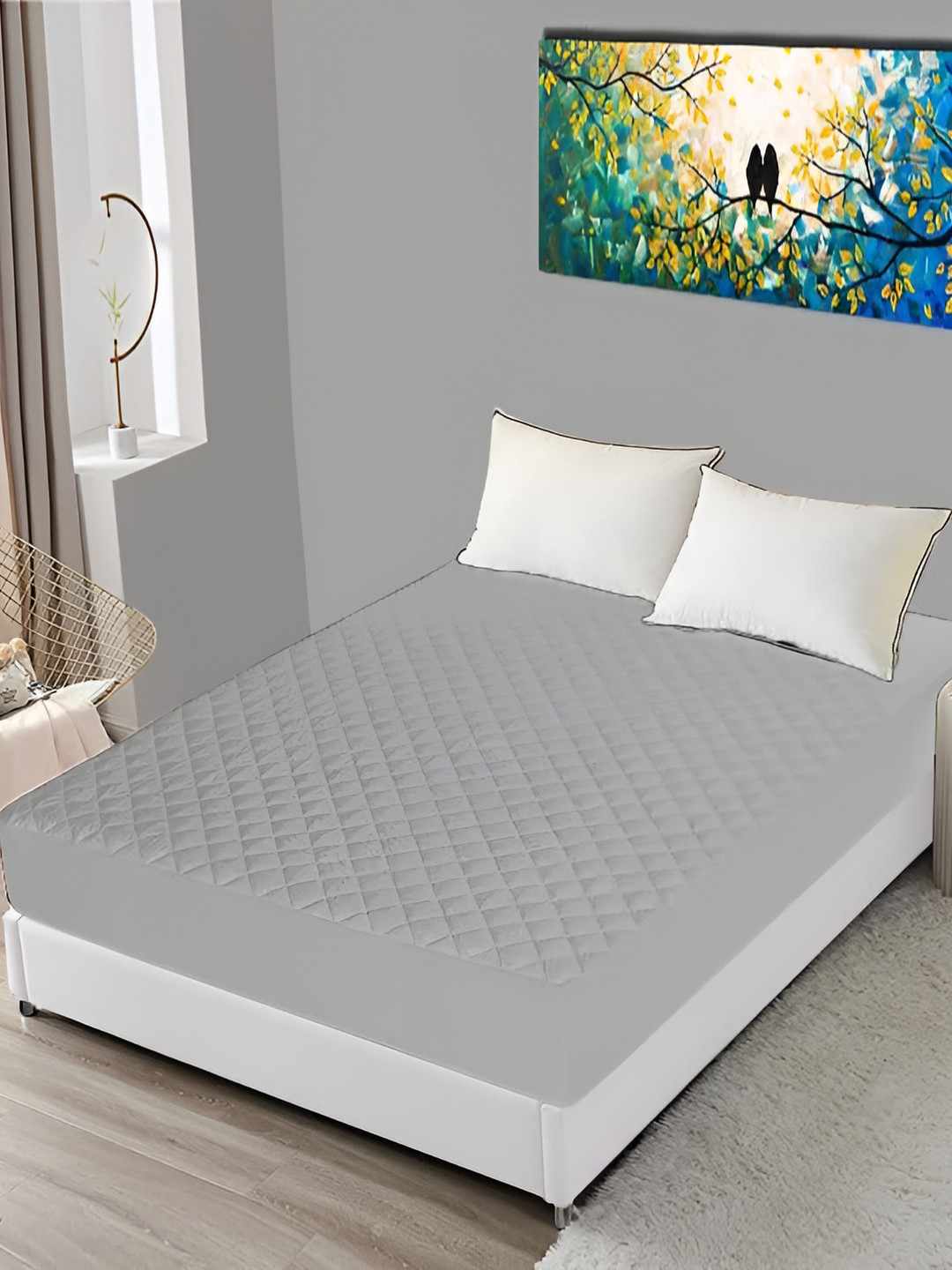 Comfowell Grey Fitted King Size Waterproof Mattress Cover