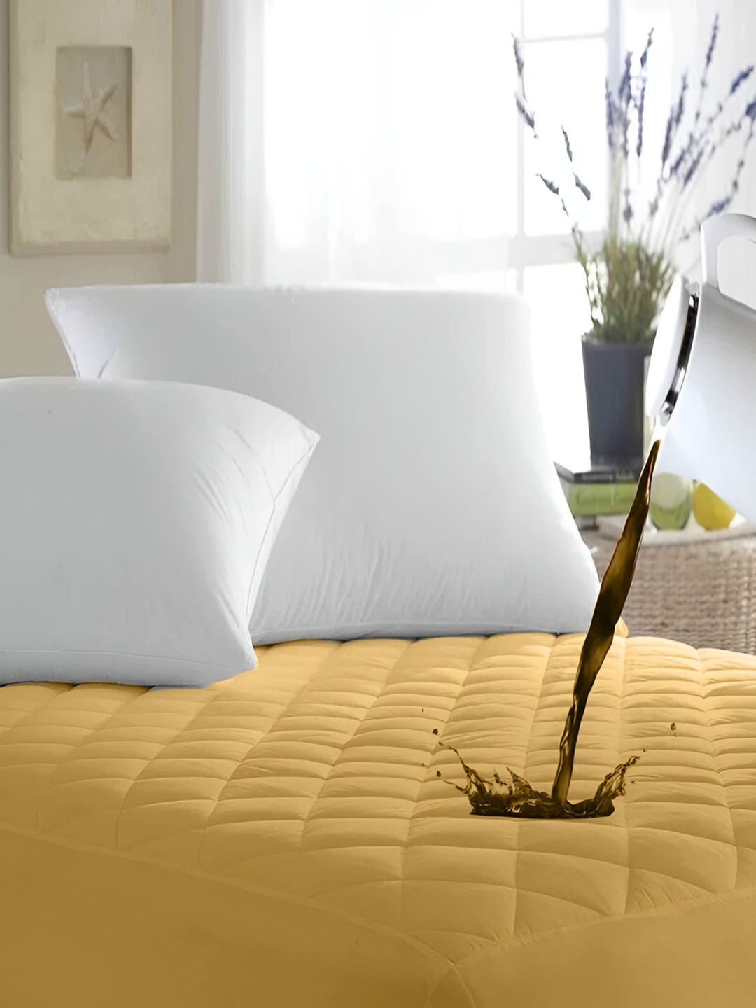 Comfowell Gold-Toned Cotton Fitted Queen Size Waterproof Mattress Cover