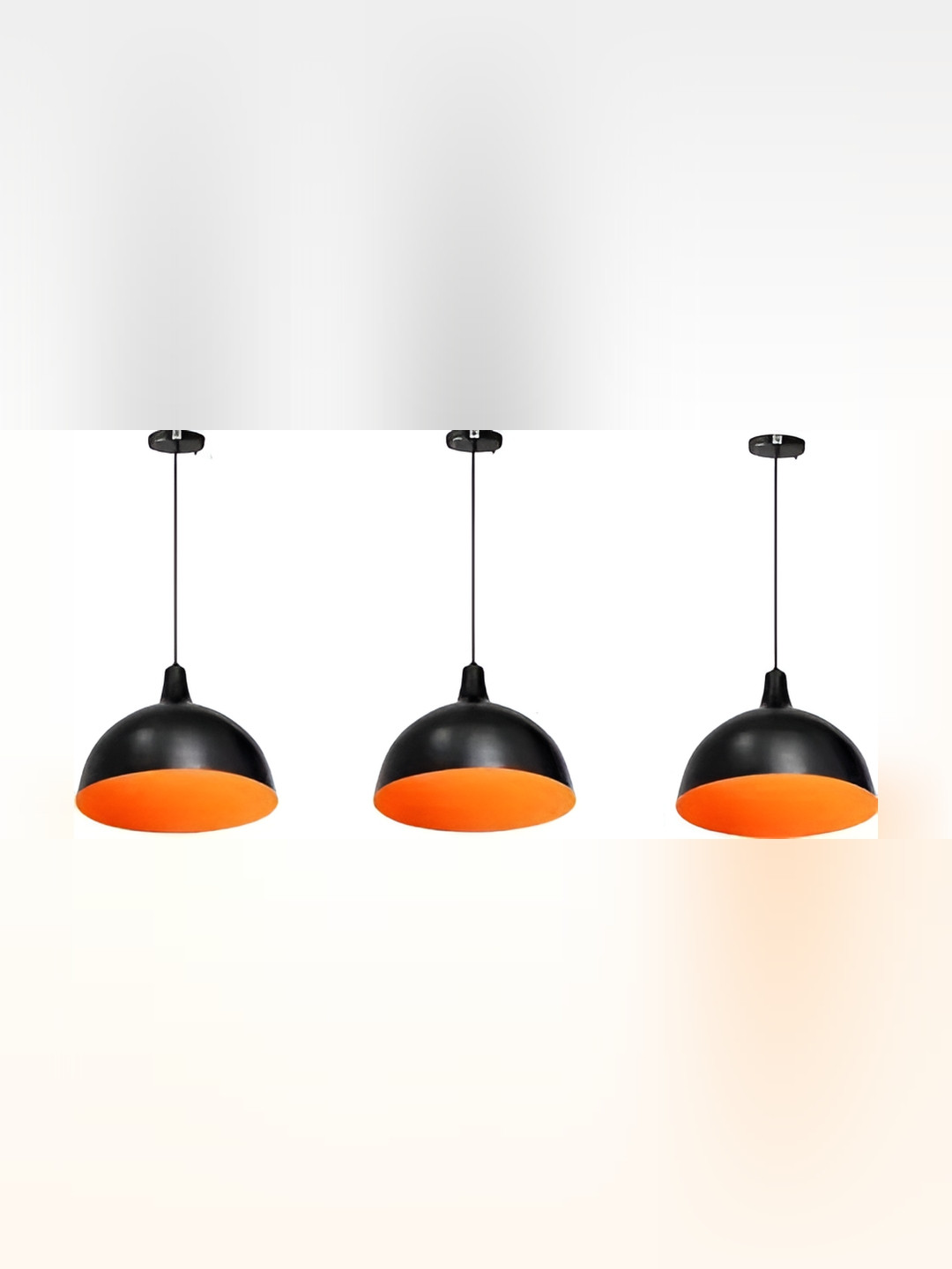 Areezo Orange & Black 3Pcs Aluminium Contemporary Semi-sphere Ceiling Lamps