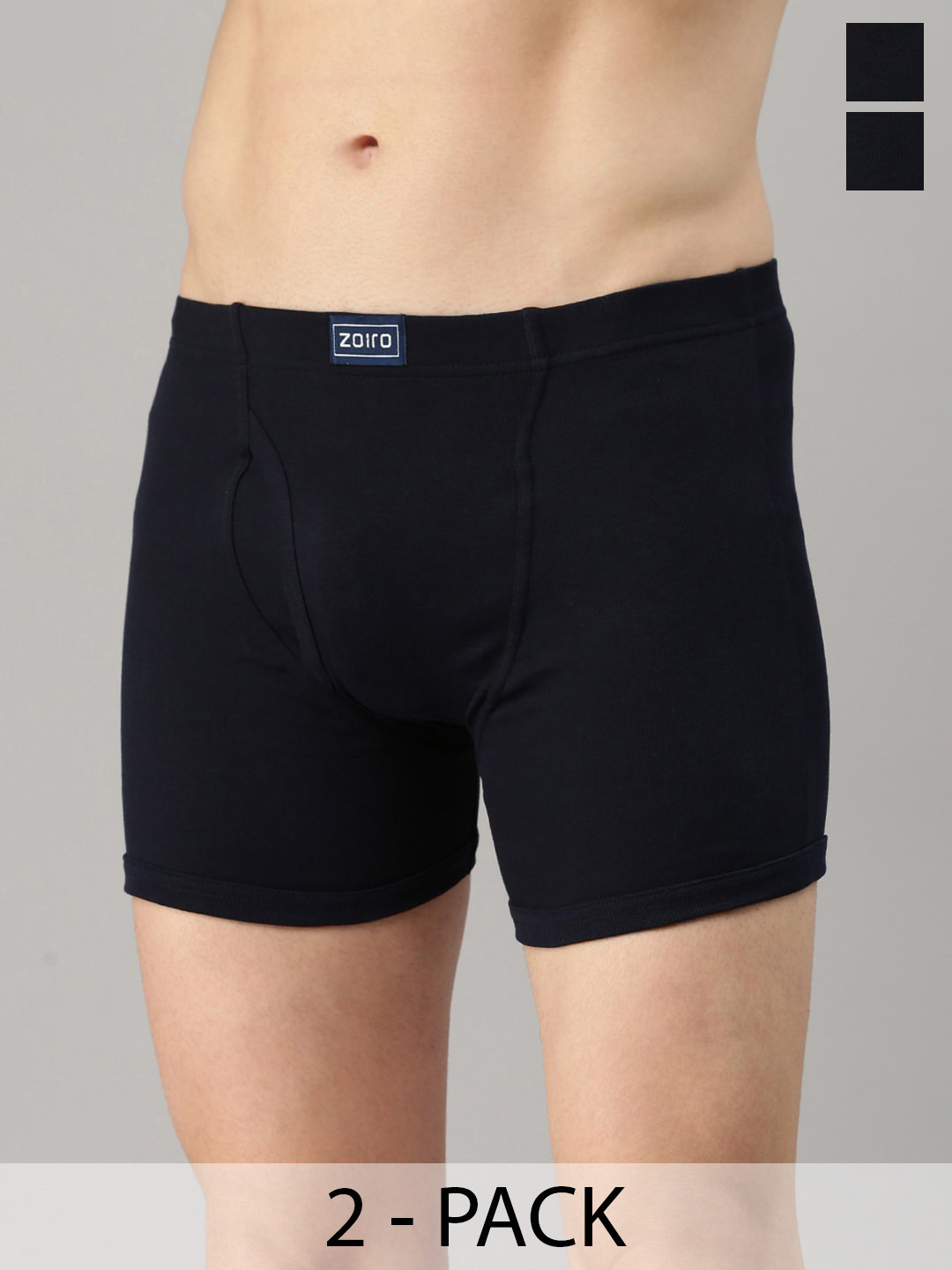Zoiro Pack Of 2 Cotton Trunks ZO-TR-1003-BLK-BLK-S-2PC