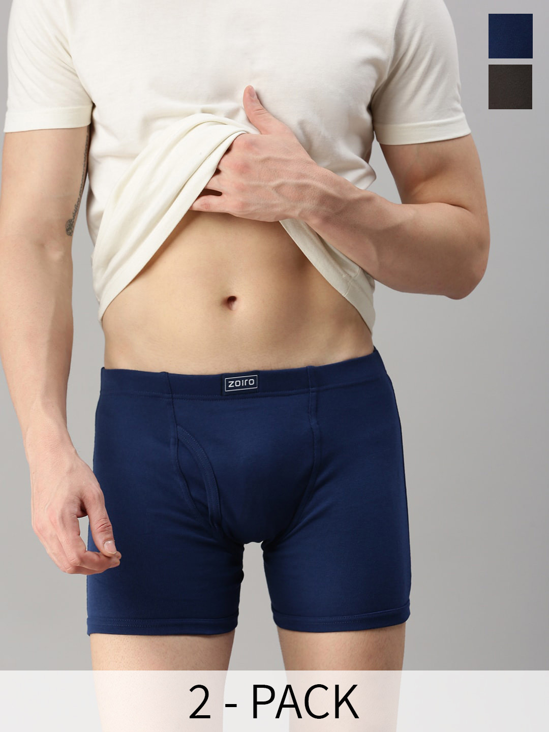 Zoiro Pack Of 2 Cotton Trunks ZO-TR-1003-DD-SP-S-2PC