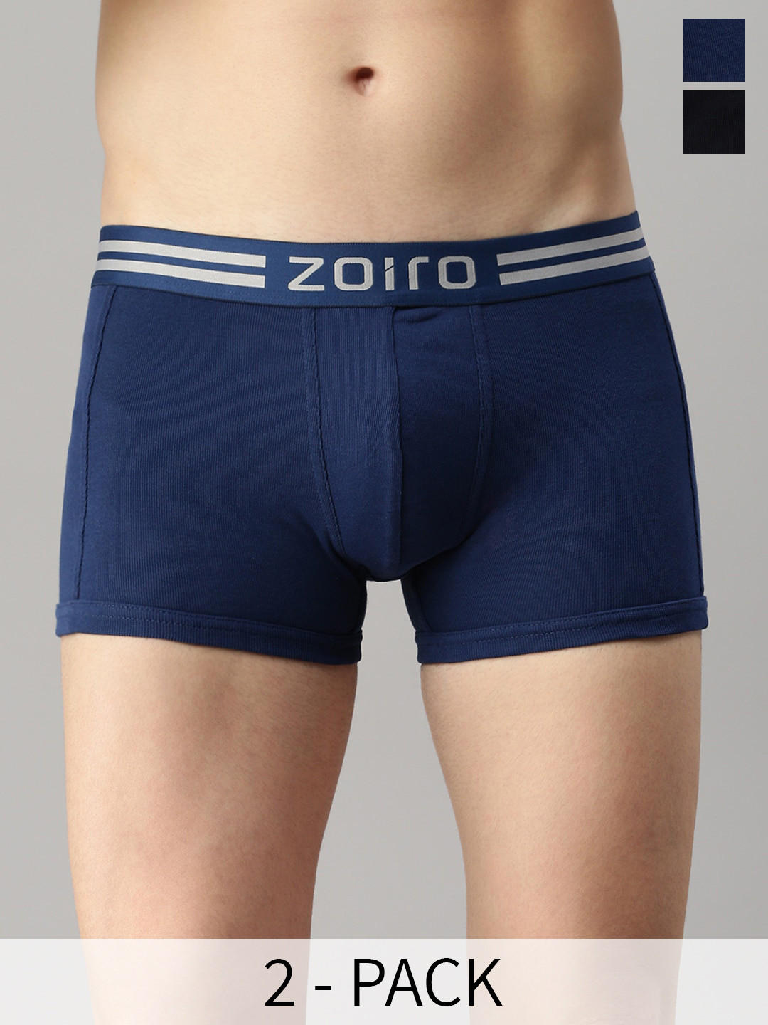 Zoiro Pack Of 2 Cotton Trunks ZO-TR-1012-DB-DD-S-2PC