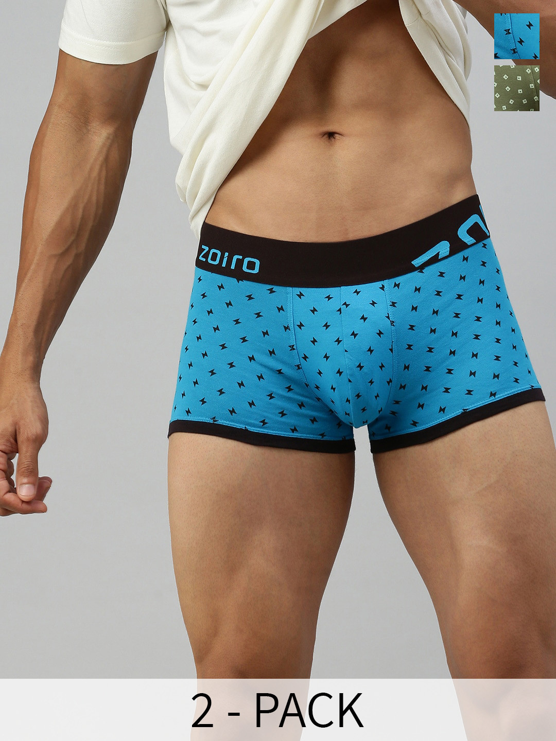 Zoiro Pack Of 2 Printed Cotton Trunks ZO-TR-LO1522-BLDA-PELE-S-2PC