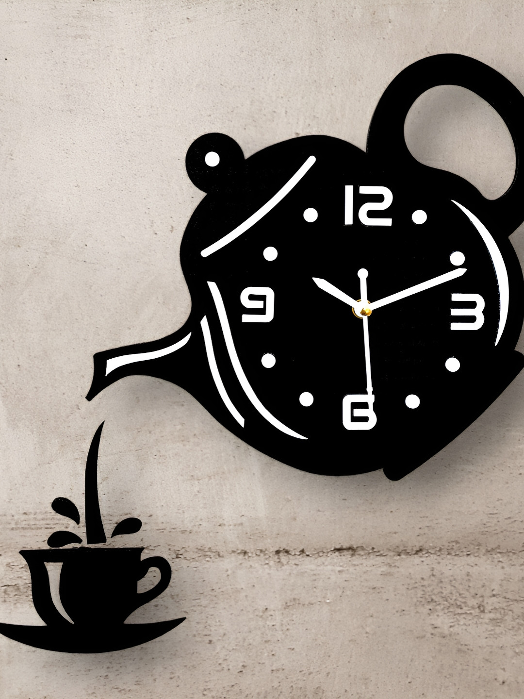 FASTQT Black Wood Loud Alarm Round Battery Analogue Wall Clock-30cm