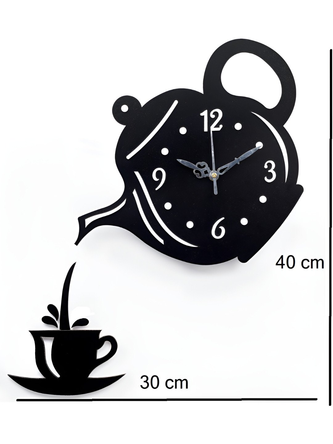 FASTQT Black Wood Large Display Quirky Battery Analogue Wall Clock